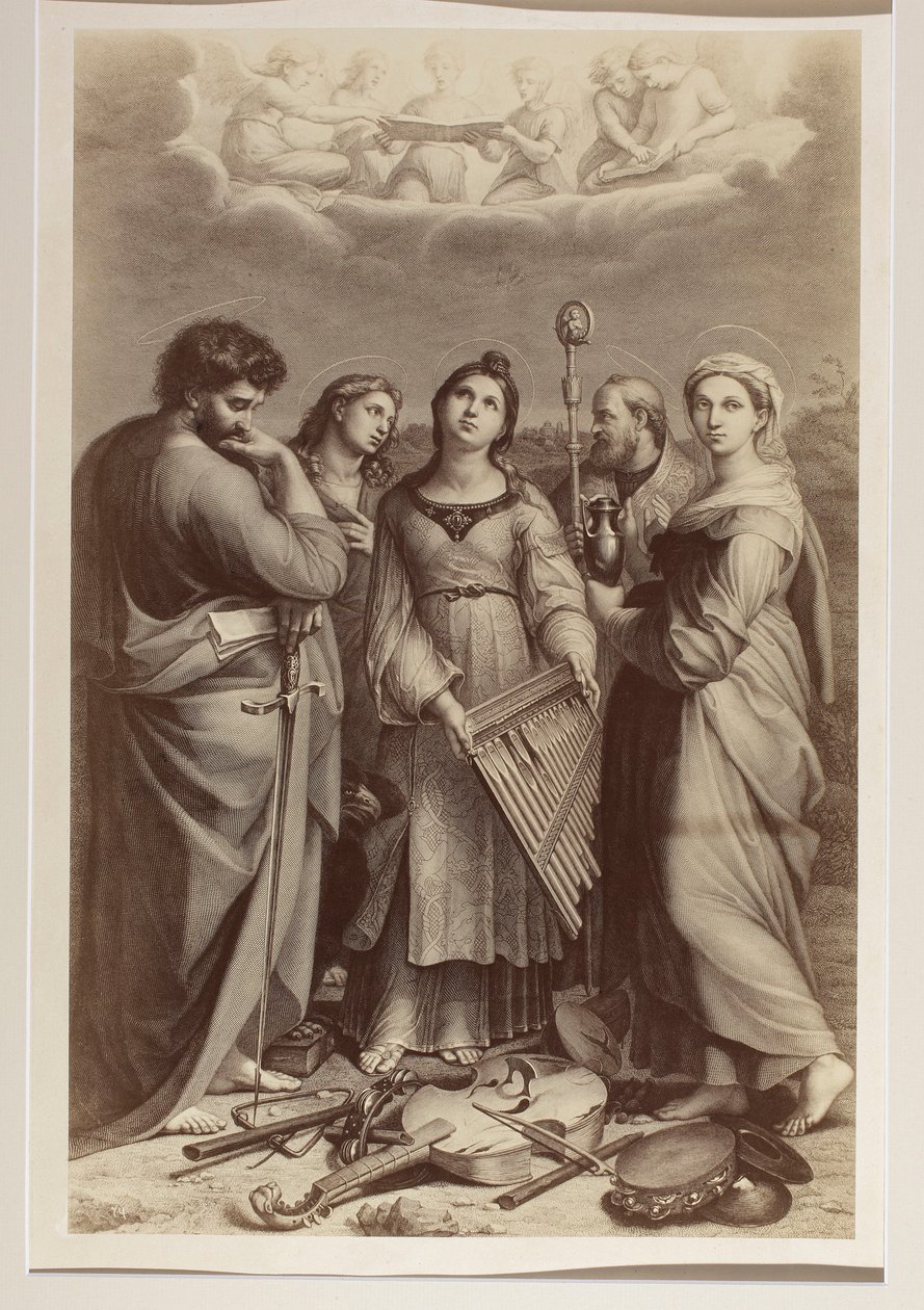 "Ekstaza św. Cecylii", miedzioryt nieznanego autora według obrazu Rafaela (1483-1520) autorstwa Carlo Naya