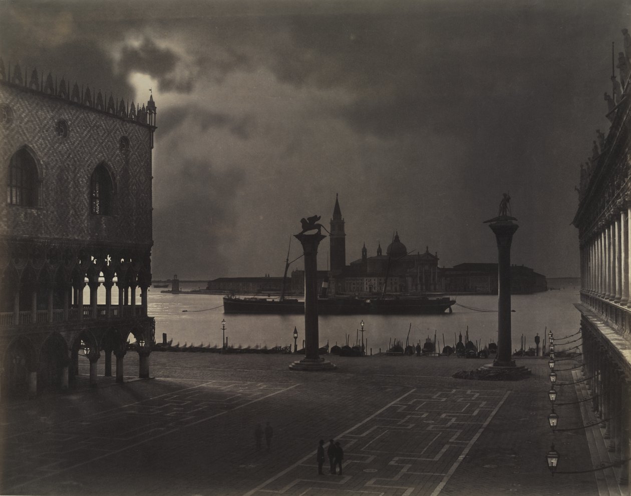 Wenecja: spoglądanie św. Marka na San Giorgio Maggiore w świetle księżyca autorstwa Carlo Naya