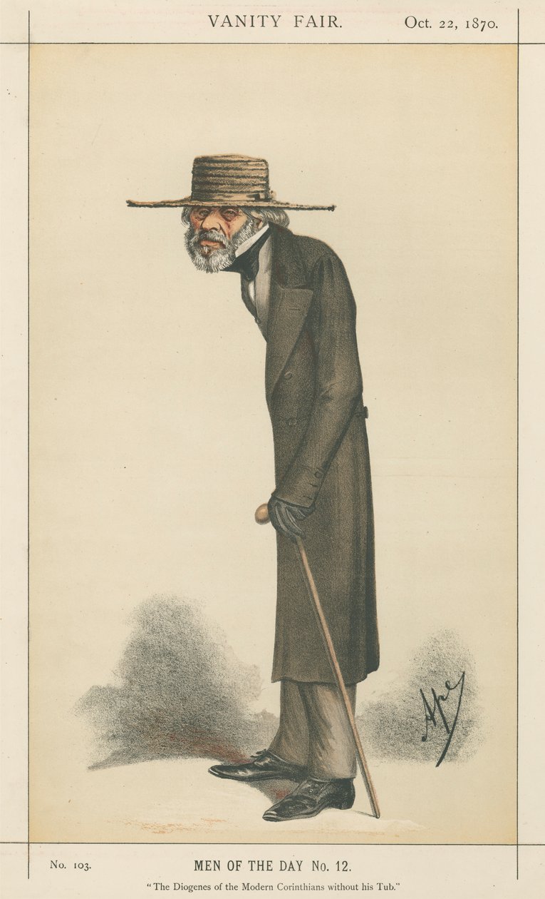 Diogenes współczesnych Koryntian bez swojej wanny, Thomas Carlyle (seria Vanity Fair) autorstwa Carlo Pellegrini