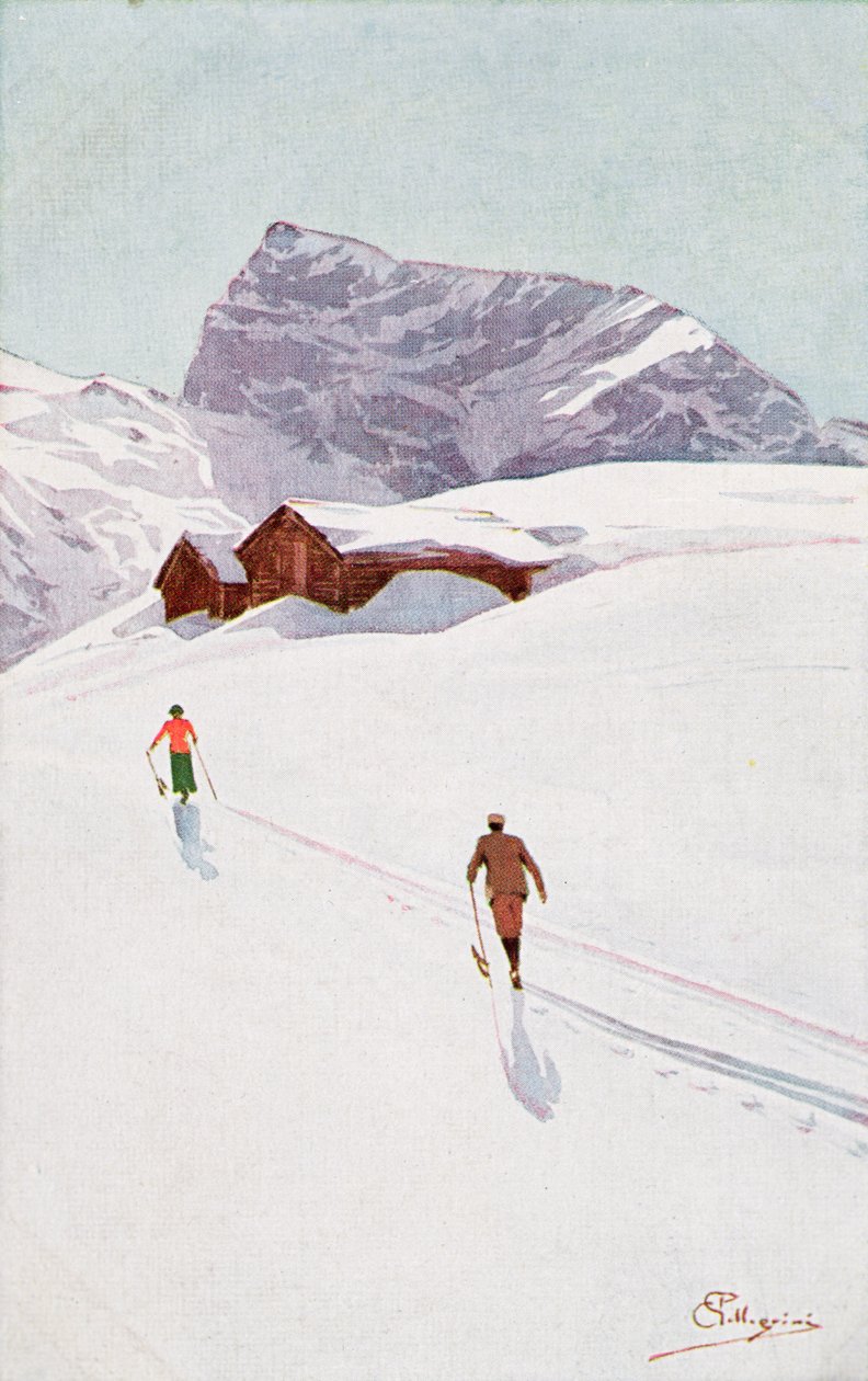 Spacery po górach w pobliżu Engelberg, Szwajcaria (kolor lito) autorstwa Carlo Pellegrini