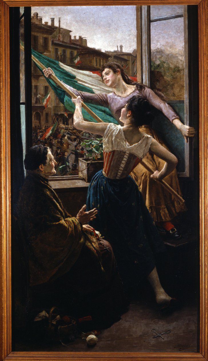Risorgimento: The Five Days of Milan (Cinque giornate di Milano) (18-22 marca 1848): to jeden z pierwszych epizodów rewolucji 1848 (część pierwszej włoskiej wojny o niepodległość), w której powstali mediolańczycy powstańczy ludność przeciwko autorstwa Carlo Stragliati