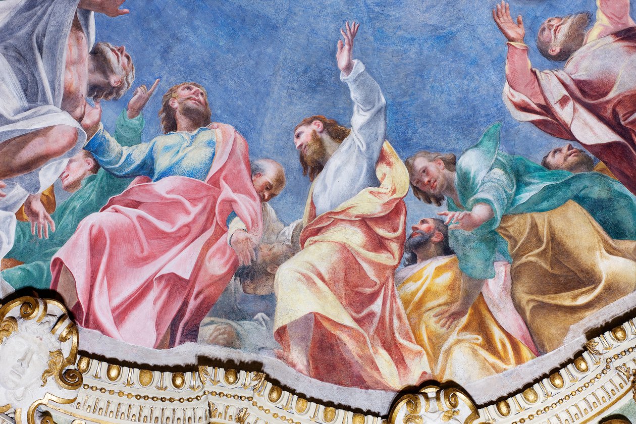 په دولسو رسولانو باندې د روح القدس نزول (تفصیل)، c.1575 پولی autorstwa Carlo Urbino