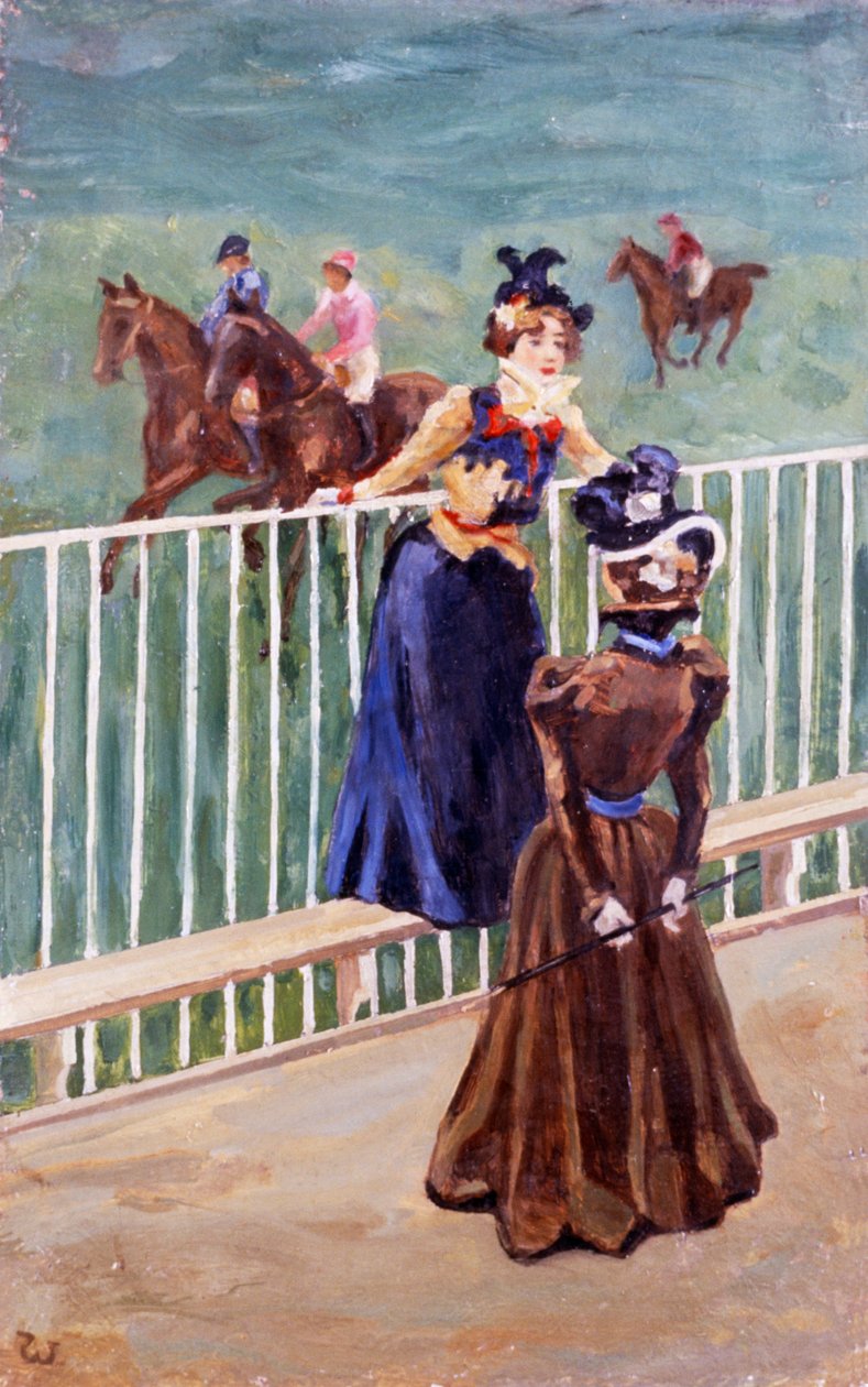 Paryż, na torze wyścigowym, autor: Carlo Wostry (1865-1943), olej na płótnie, 55x35 cm autorstwa Carlo Wostry