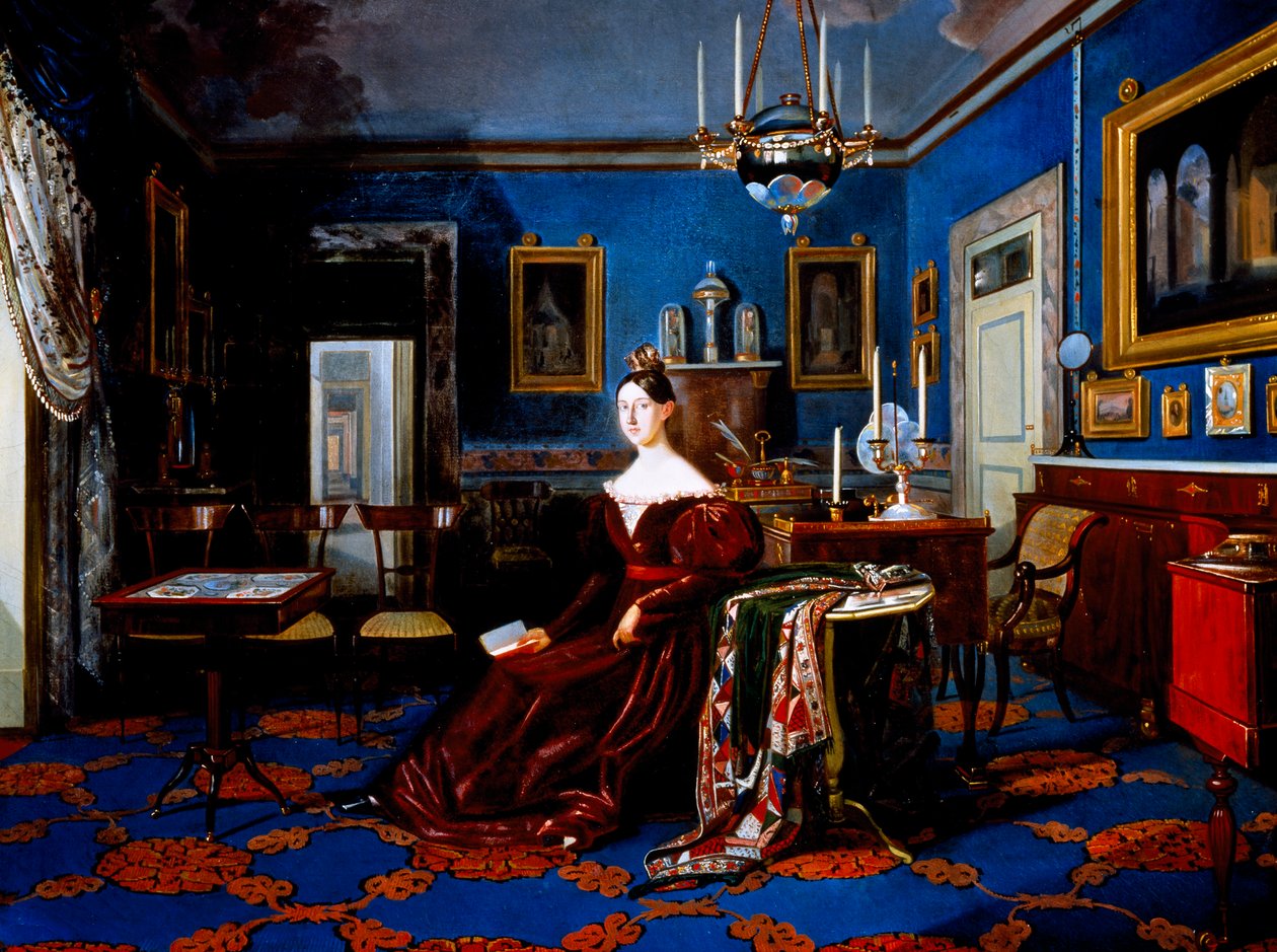 Portret Marii Krystyny Sabaudzkiej w pałacu w Casercie (olej na płótnie) autorstwa Carlo de Falco