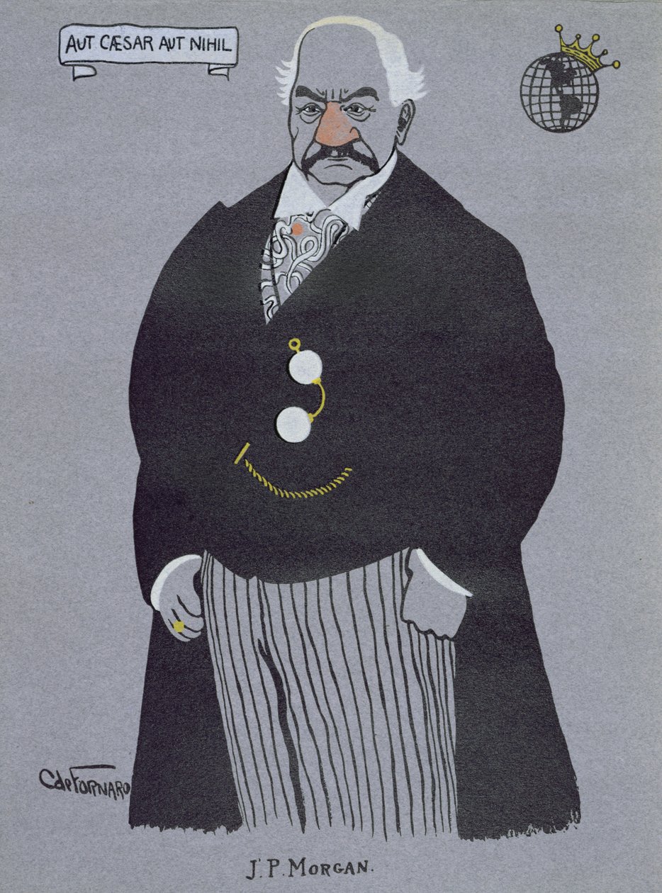 Karykatura Johna Pierponta Morgana (1837-1913), z „Milionerów Ameryki” autorstwa Carlo de Fornaro
