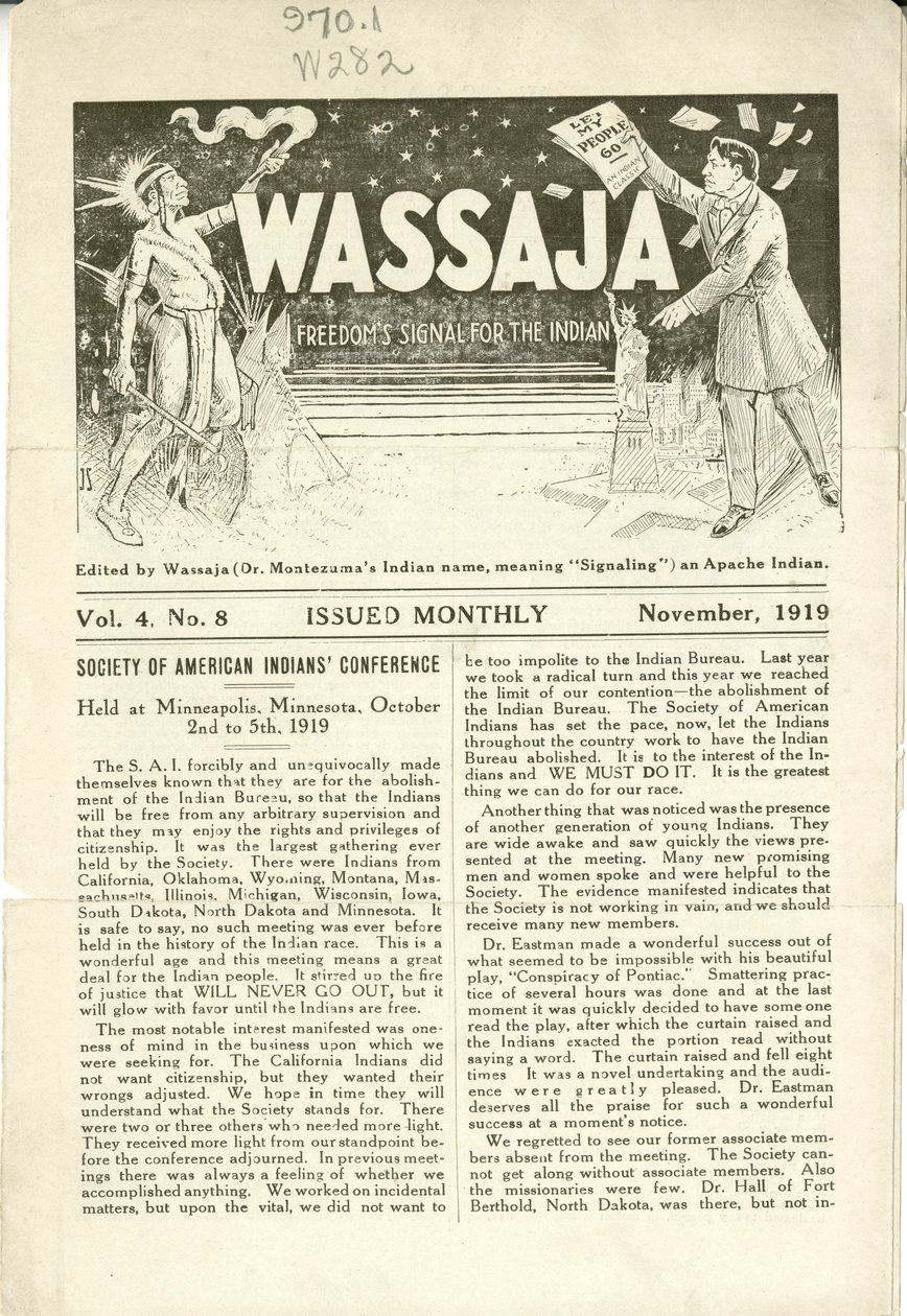 Issue ofWassaja, Vol. 4, No. 8, November 1919 autorstwa Carlos Montezuma