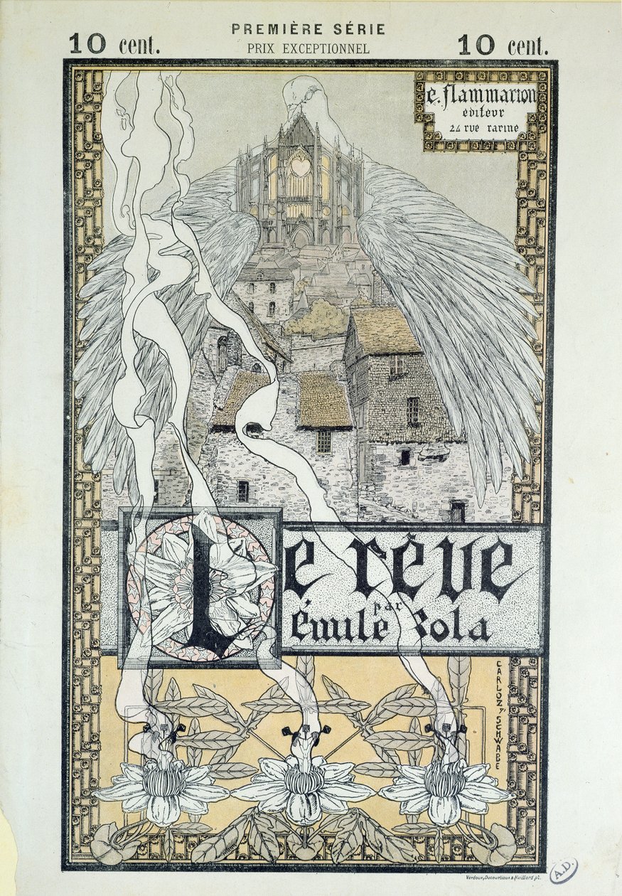 Przednia okładka „Le Reve” Emile Zola (1840-1902) 1892 autorstwa Carlos Schwabe