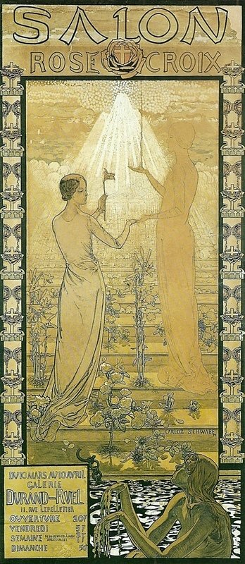 Plakat Pierwszej Wystawy Różokrzyżowców autorstwa Carlos Schwabe
