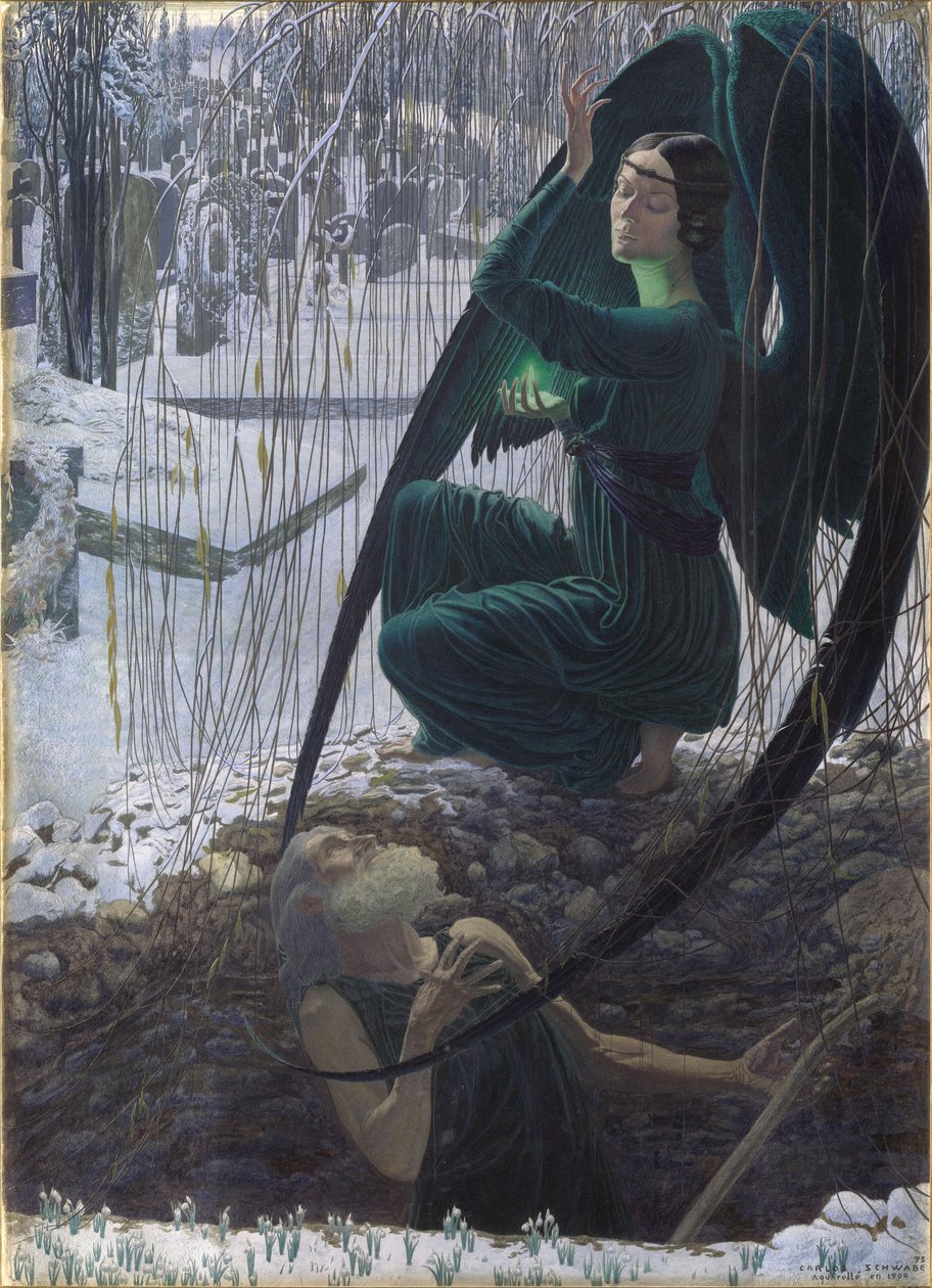 Śmierć grabarza 1895-1900 autorstwa Carlos Schwabe