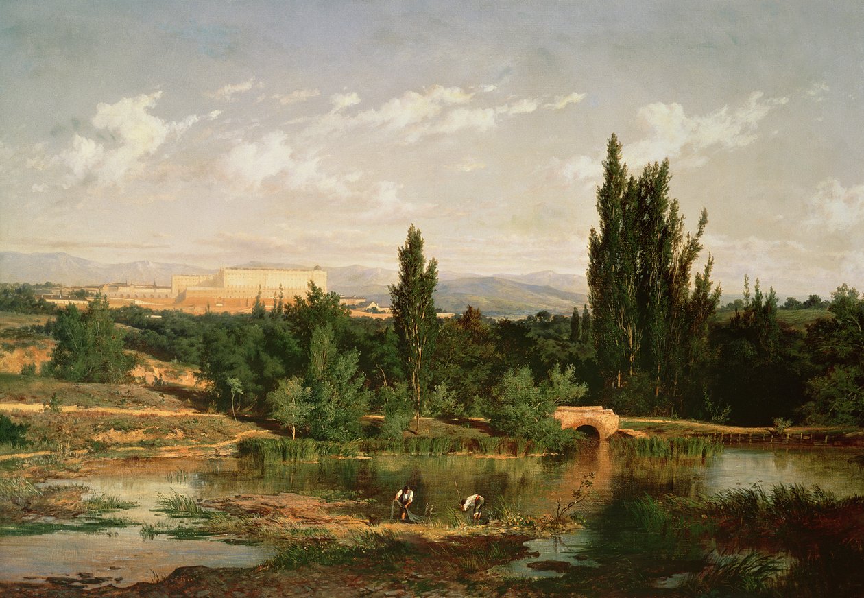 Wieś z rzeką, Manzanares autorstwa Carlos de Haes