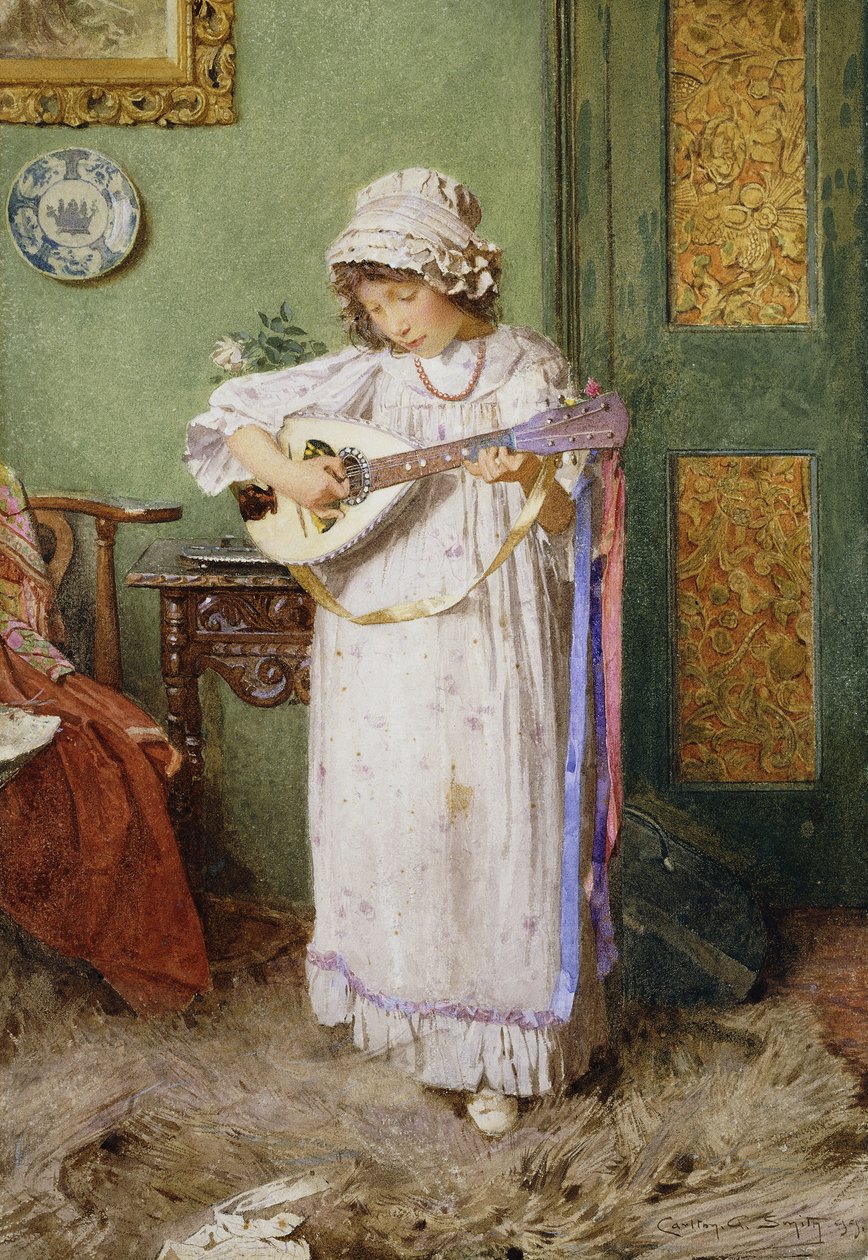Dziewczyna grająca na mandolinie autorstwa Carlton Alfred Smith