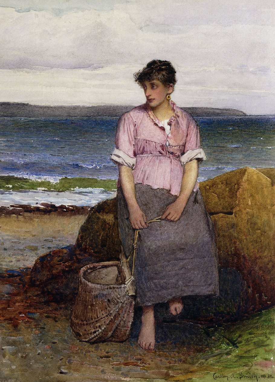 Młoda rybaczka nad morzem autorstwa Carlton Alfred Smith