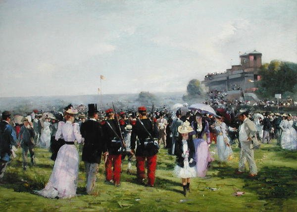Koniec wyścigów w Auteuil, c.1893 (olej na płótnie) autorstwa Carlton Alfred Smith