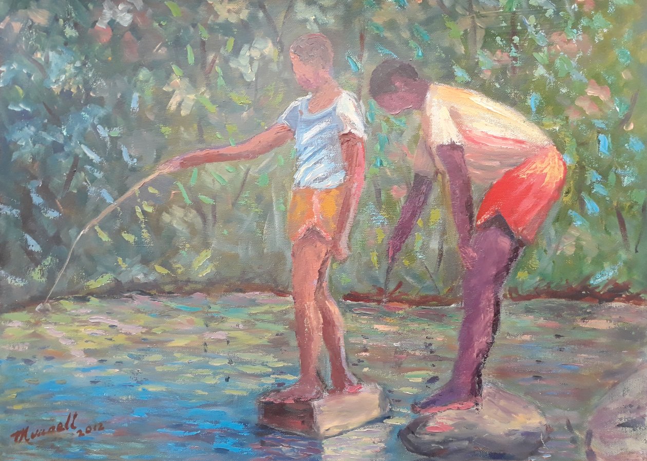 Wędkarstwo, 2014 (olej na płótnie) autorstwa Carlton Murrell