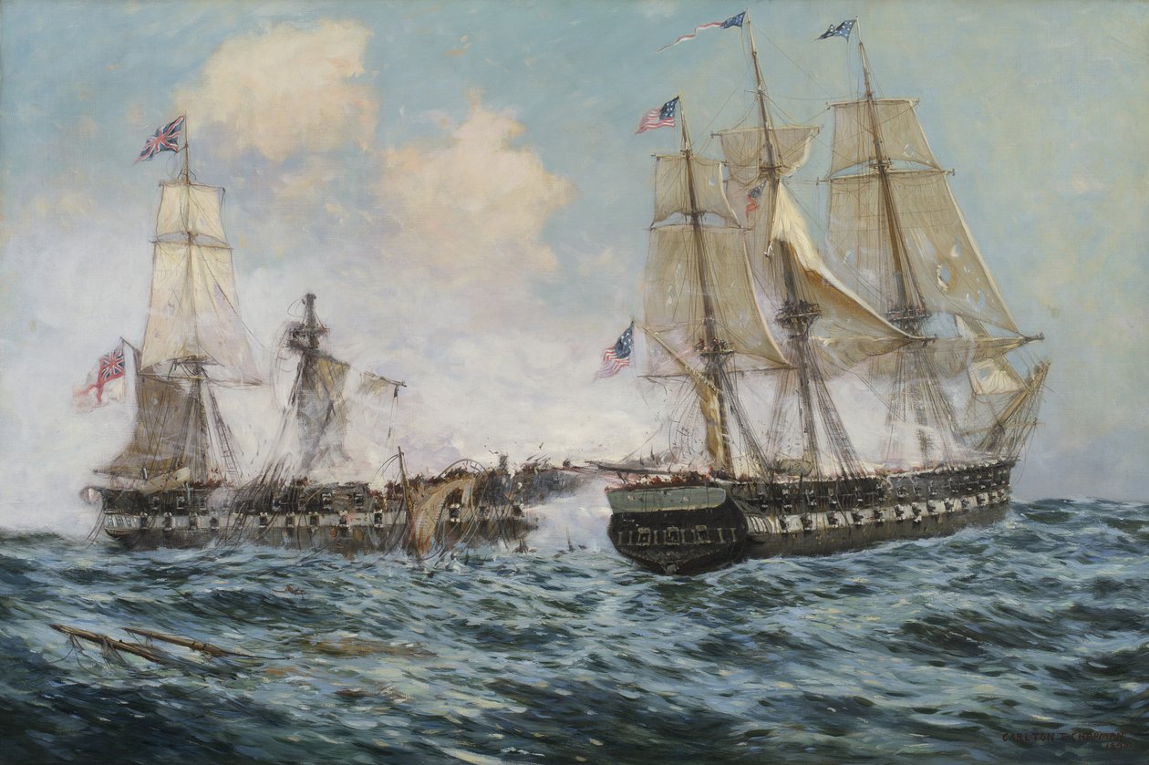 Zaangażowanie między konstytucją amerykańskiej fregaty a H.M.S. Jawa, 1896 autorstwa Carlton Theodore Chapman