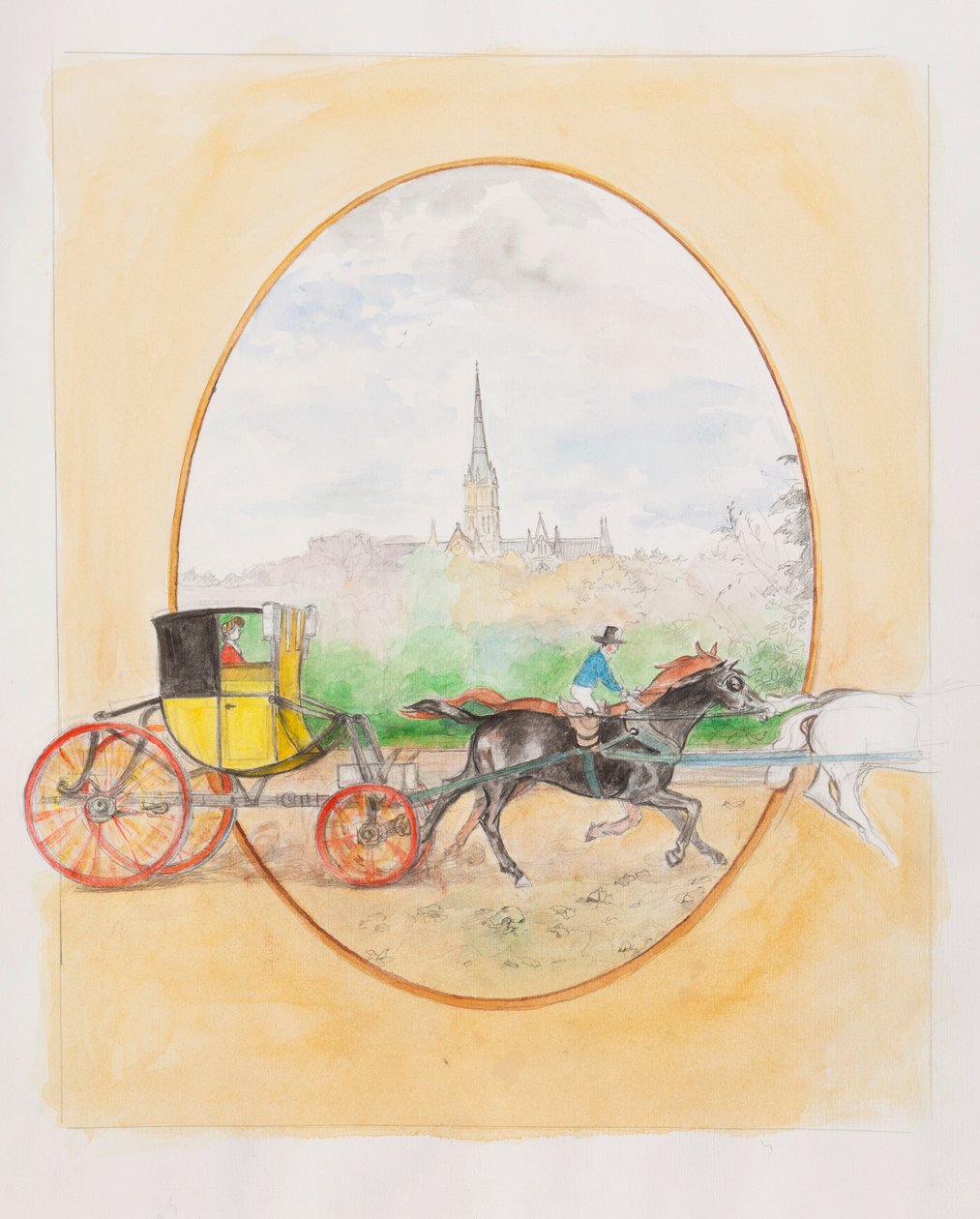 A Heroine in a Hack Post-Chaise, 2009 (wc na papierze) autorstwa Caroline Hervey Bathurst