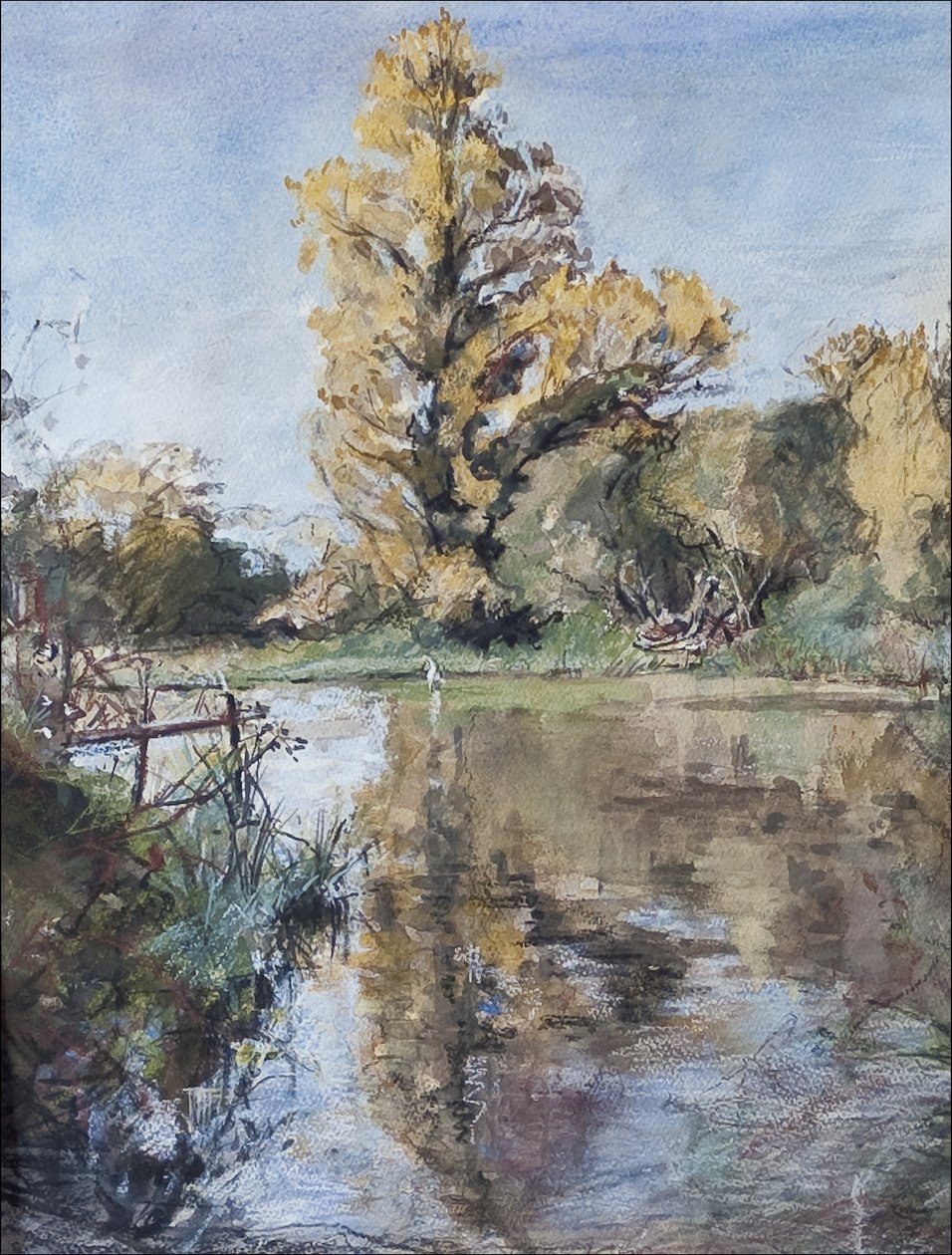 Test wczesną jesienią na rzece, 2007 (pastel i toaleta na papierze) autorstwa Caroline Hervey Bathurst