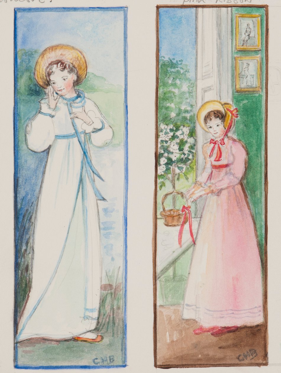 Elizabeth Bennet i Emma Woodhouse, 2011 (wc na papierze) autorstwa Caroline Hervey Bathurst