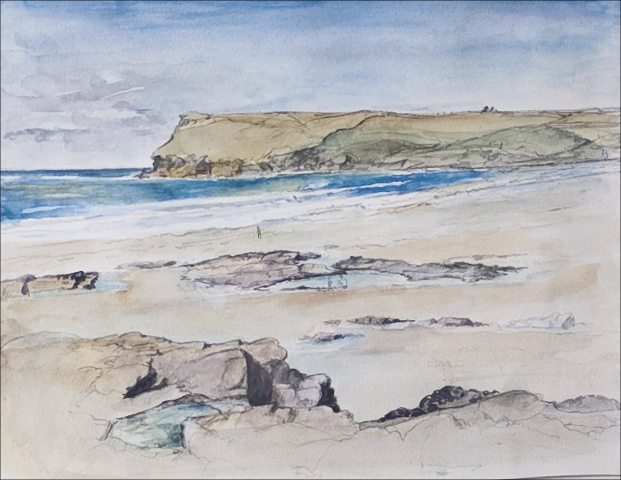 Polzeath i Pentire Head, 2007 (wc na papierze) autorstwa Caroline Hervey Bathurst