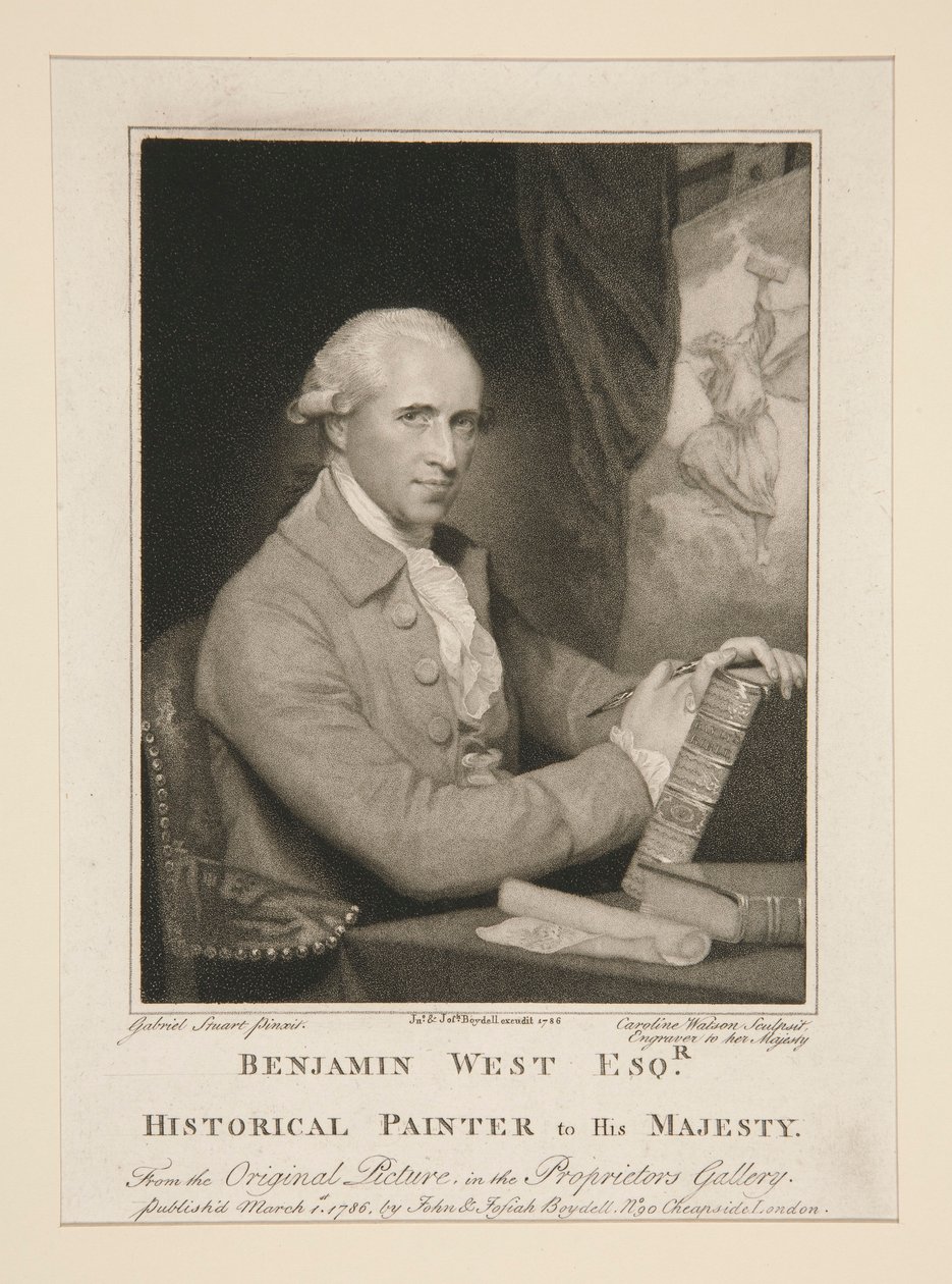 Benjamin West Esq.r / Malarz historyczny do Jego Królewskiej Mości autorstwa Caroline Watson