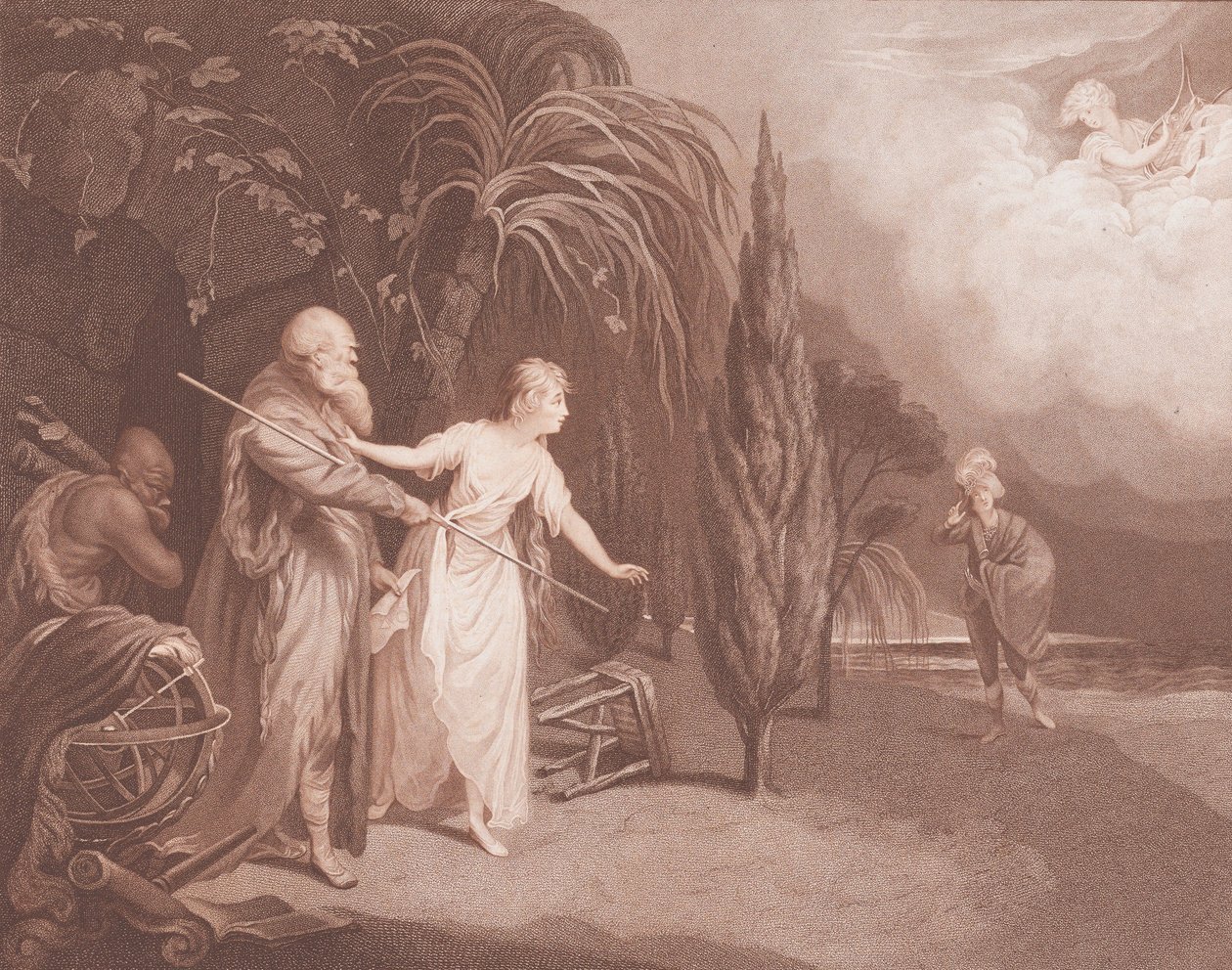 Miranda Szekspir, Burza, akt 1, scena 2, 1784. autorstwa Caroline Watson
