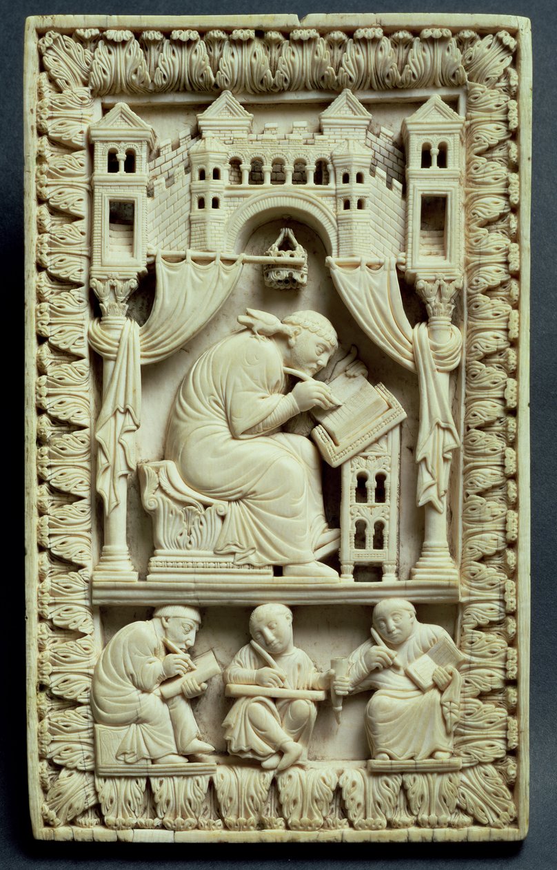 Pismo św. Grzegorza ze skrybami poniżej, Szkoła francusko-niemiecka, ok. 850-875 autorstwa Carolingian School
