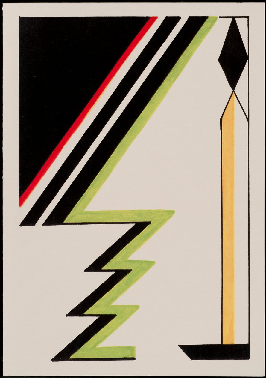 Deco Świeca z Choinką, 2010 (czarny i kolorowy tusz na papierze) autorstwa Carolyn Hubbard Ford