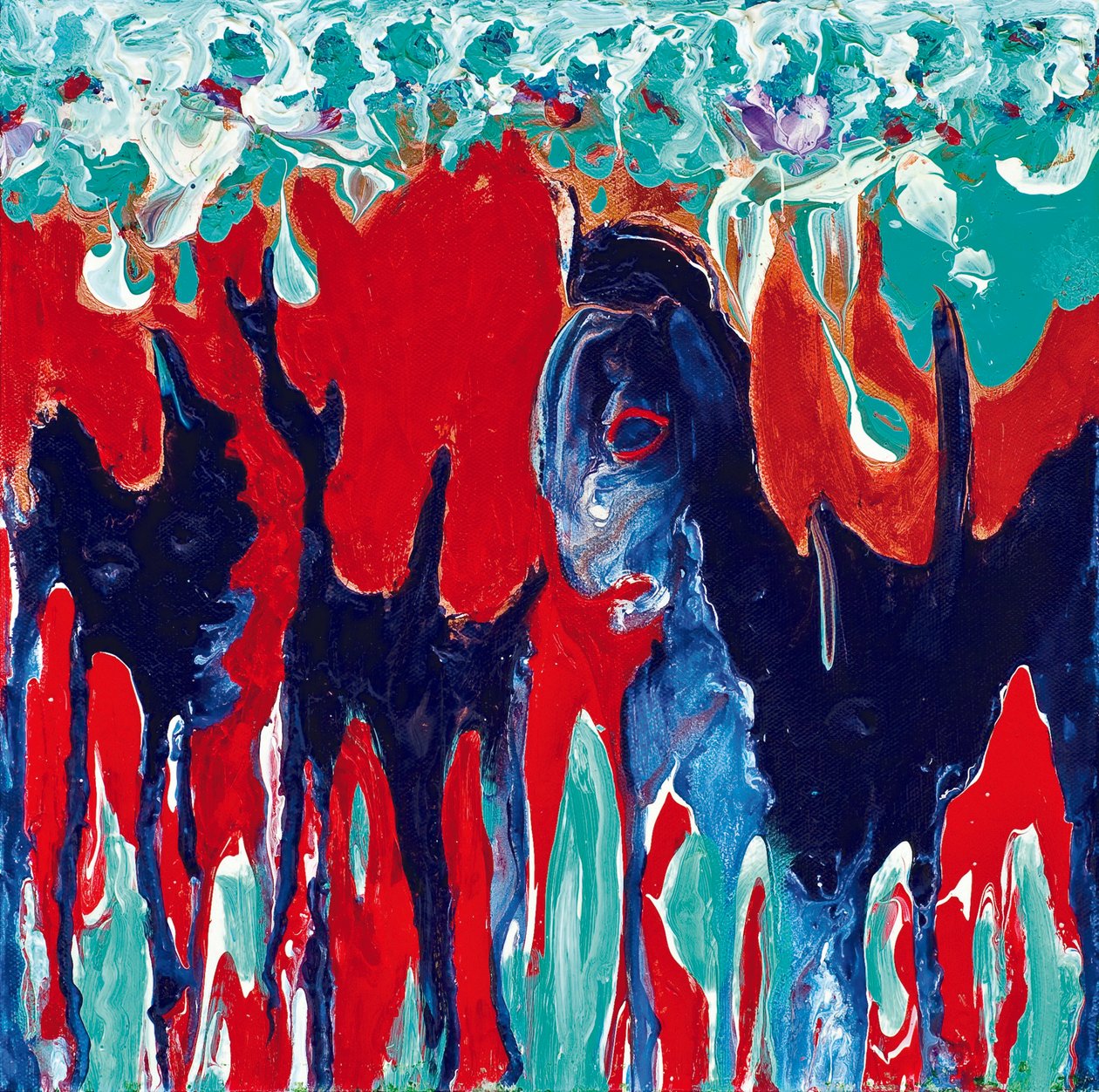 Mutant Beasts, 2011 (akryl na płótnie) autorstwa Carolyn Mary Kleefeld