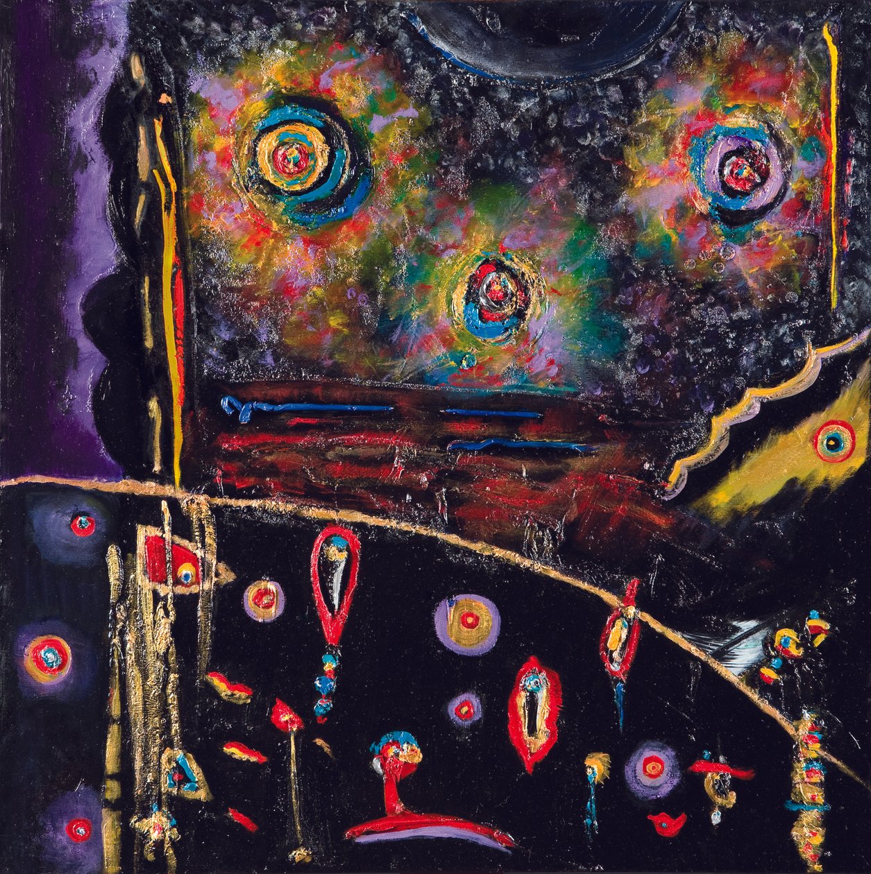 Night Seed Transmission, 2007 (akryl i olej na płótnie) autorstwa Carolyn Mary Kleefeld