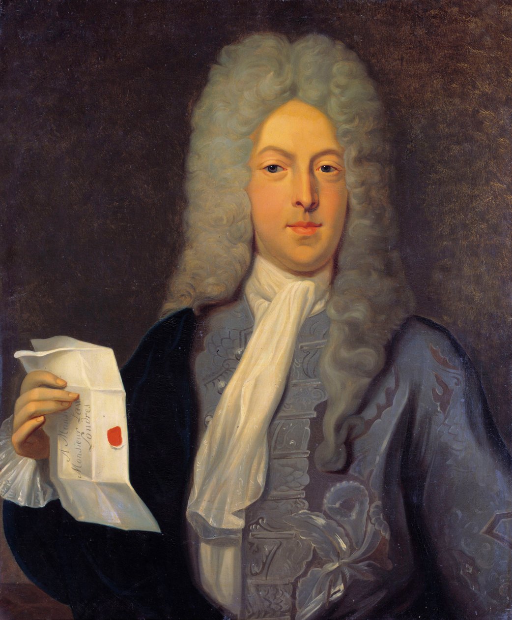 Portret Johna Lawa (1671 - 1729) Kontrolera finansowego, Scottish Financial, który doprowadził do bankructwa w 1720 roku (zdarzenie Quincampoix Street). Obraz Kazimierza Balthasara (1811-1875) autorstwa Casimir de Balthasar