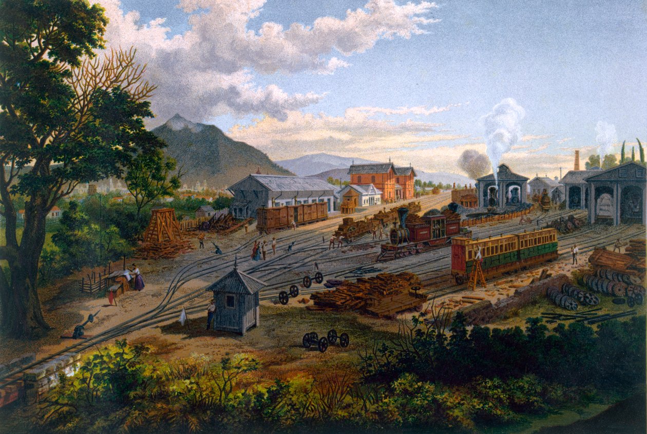 Stacja w Orizaba, 1878 autorstwa Casimiro Castro