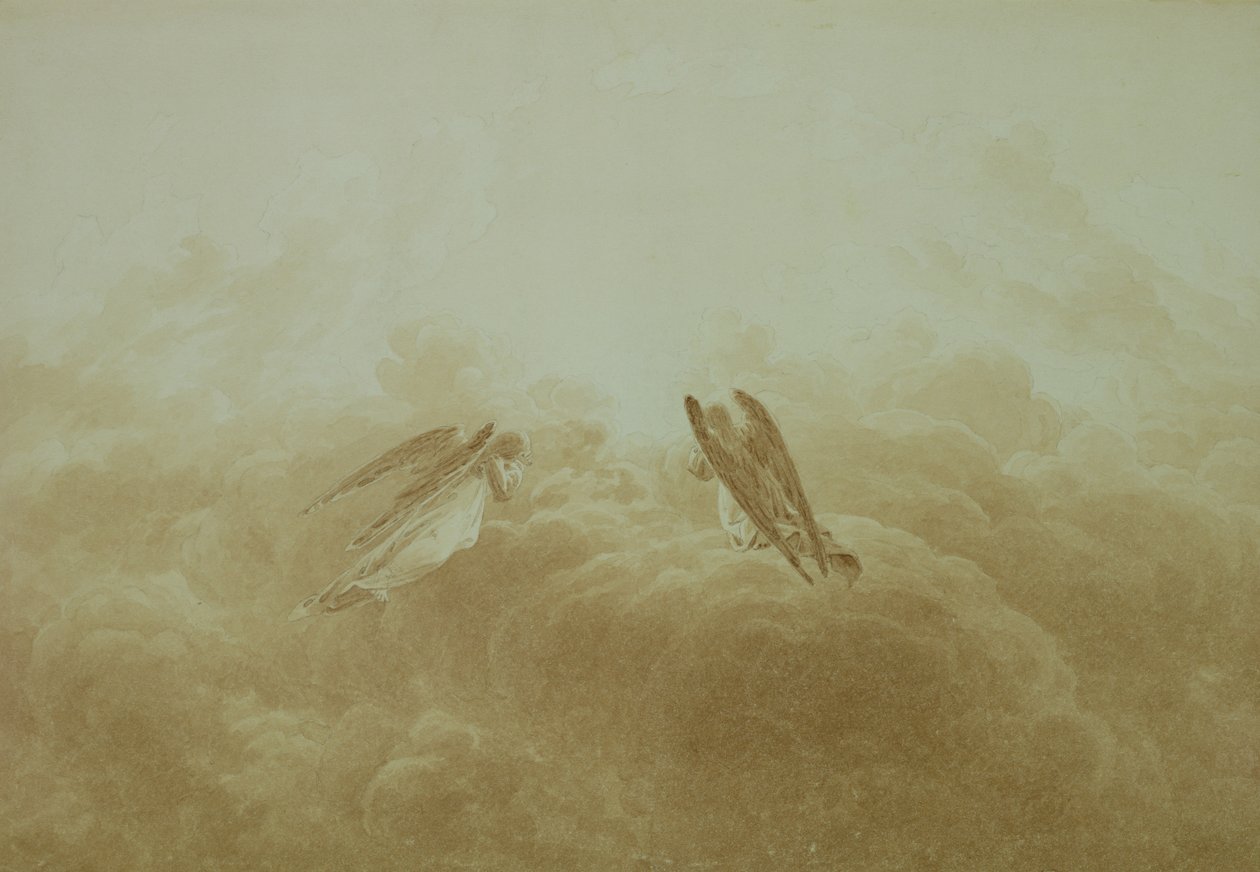 Anioł w modlitwie, ok. 1826-34 (sepia nad ołówkiem na papierze) autorstwa Caspar David Friedrich