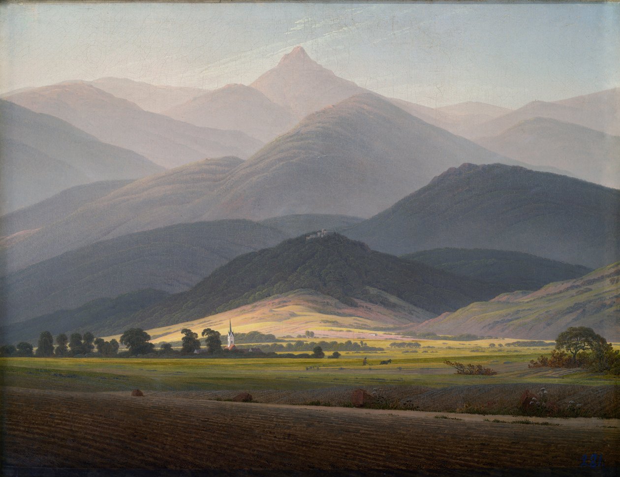 Widok z Warmbrunn na małą kominiarkę autorstwa Caspar David Friedrich