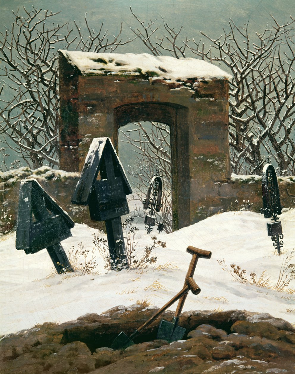 Cmentarz w śniegu, 1826 autorstwa Caspar David Friedrich