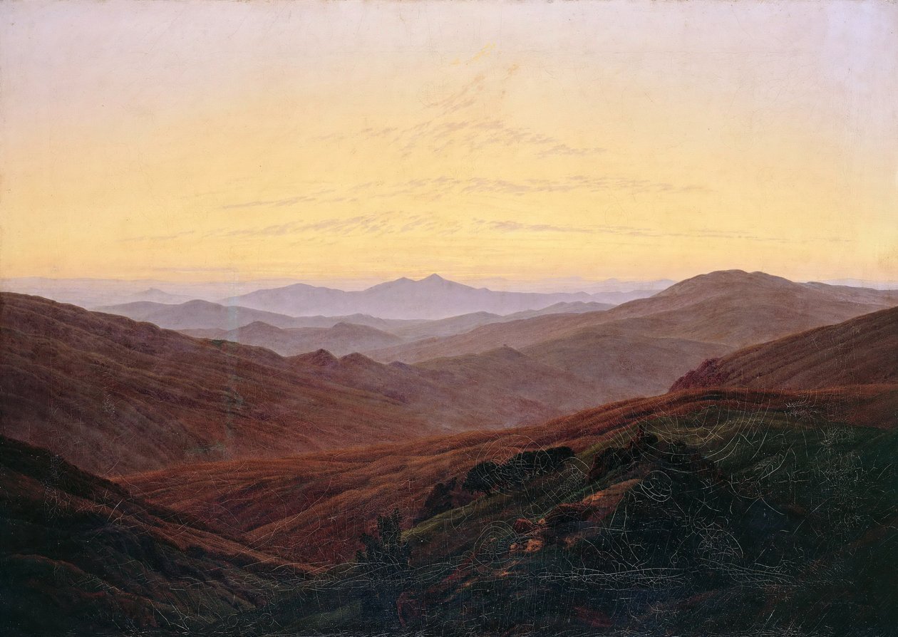 Karkonosze / Przed wschodem słońca w górach autorstwa Caspar David Friedrich