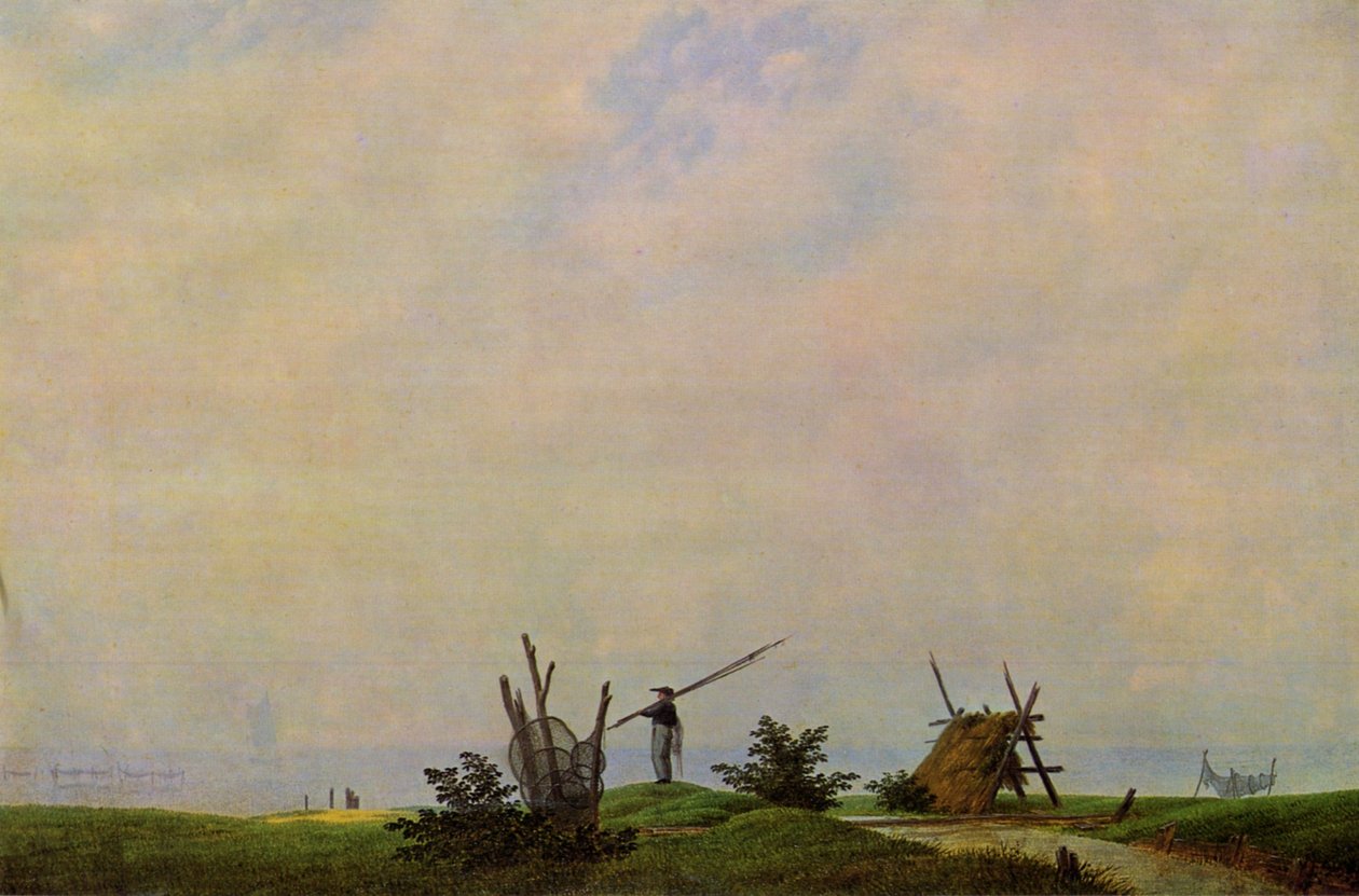 Plaża morska z rybakami autorstwa Caspar David Friedrich