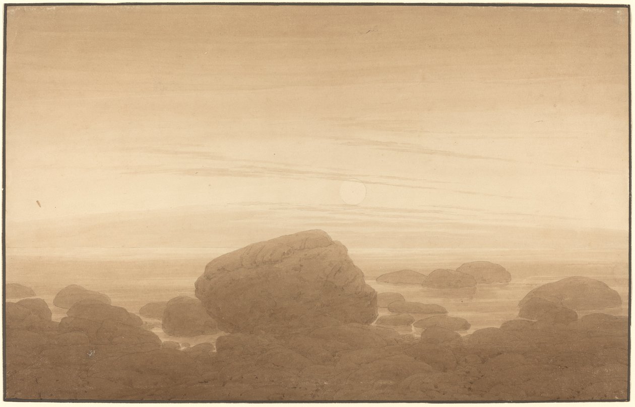 Wschód księżyca na pustym brzegu autorstwa Caspar David Friedrich