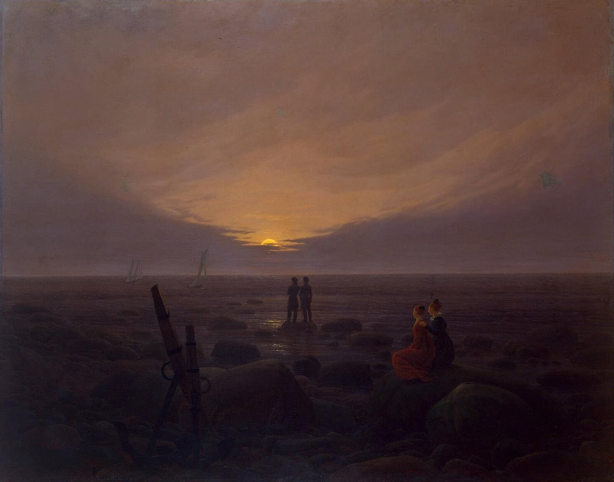 Wschód księżyca nad morzem autorstwa Caspar David Friedrich