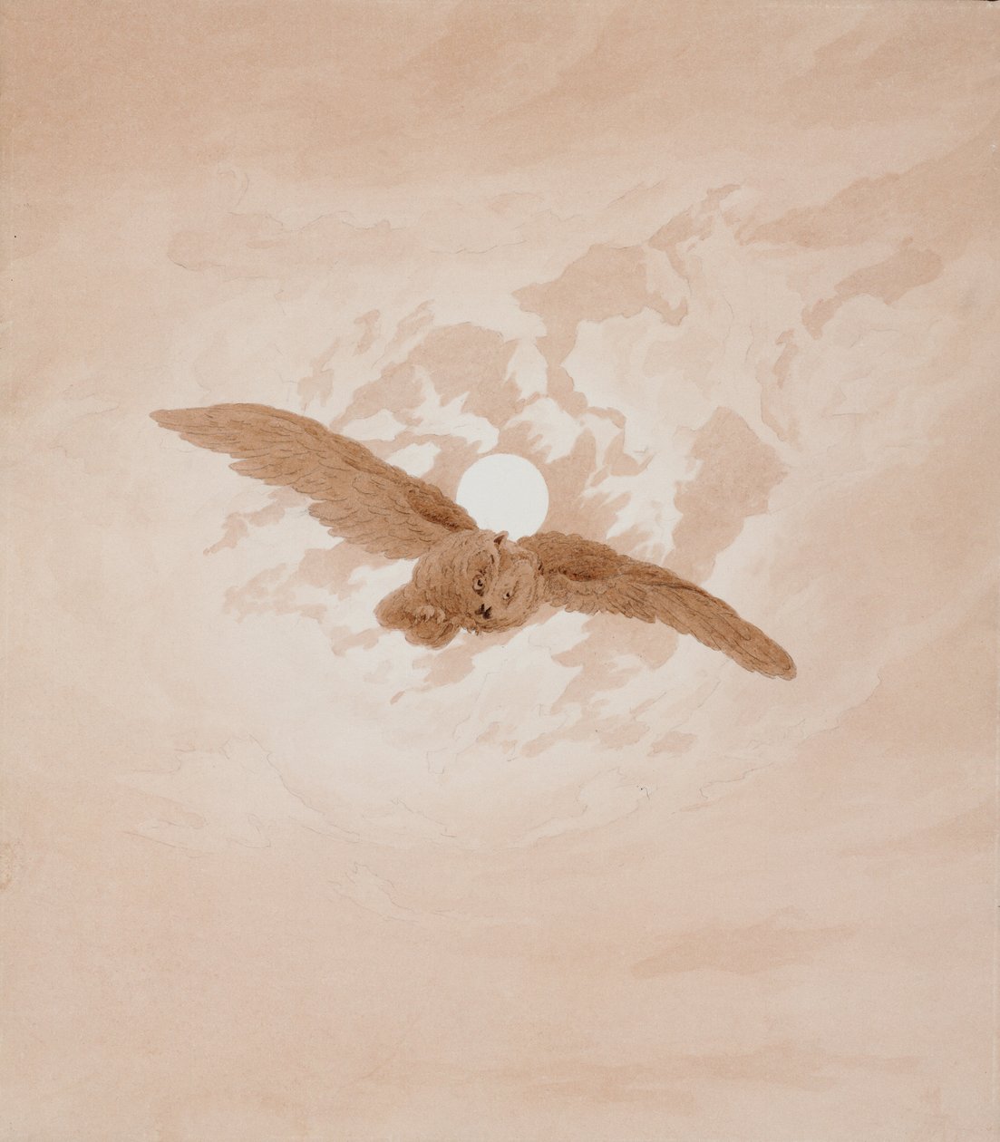 Sowa lecąca na tle księżycowego nieba autorstwa Caspar David Friedrich