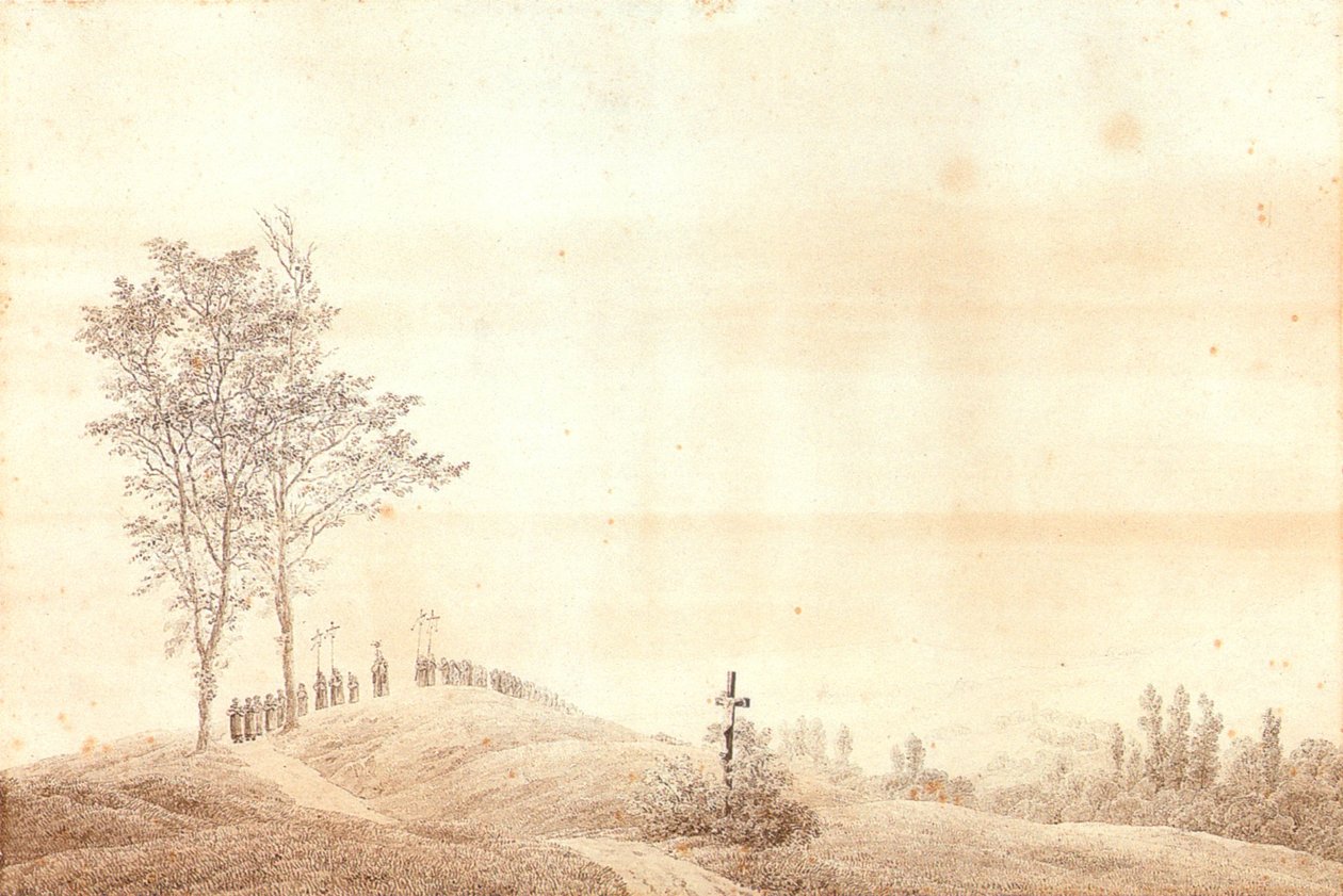 Pielgrzymka o zachodzie słońca autorstwa Caspar David Friedrich