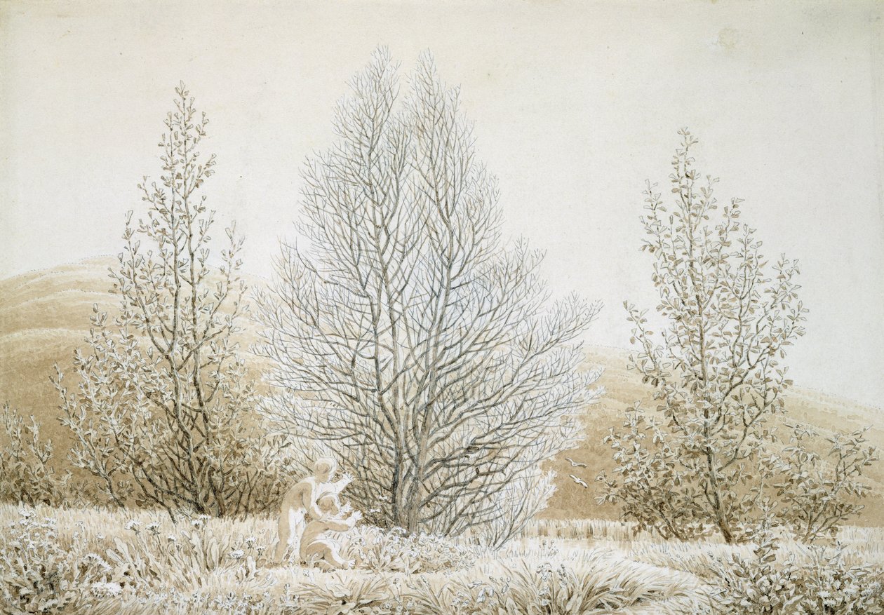 Wiosna (sepia tusz i ołówek na papierze) autorstwa Caspar David Friedrich