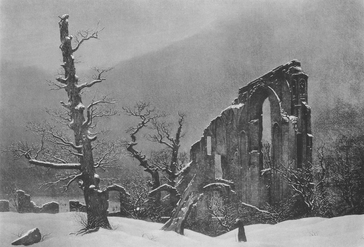 Zimowy krajobraz z ruinami klasztoru Eldena autorstwa Caspar David Friedrich