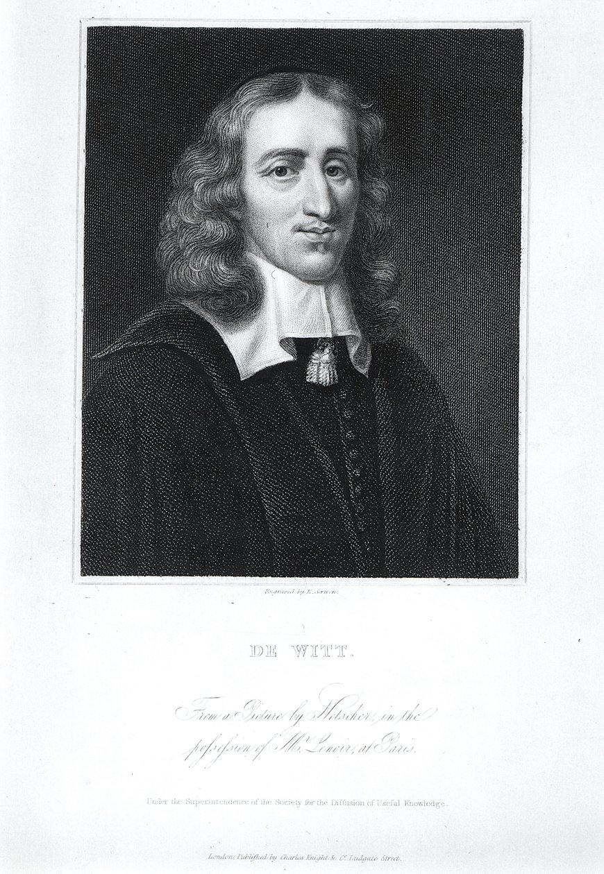 Portret Johana de Witta (1625-72), rytowany przez Edwarda Scrivena (1775-1841) autorstwa Caspar Netscher
