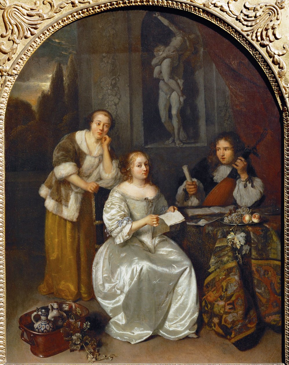 La lecon de chant - Lekcja śpiewu ... autorstwa Caspar (studio of) Netscher