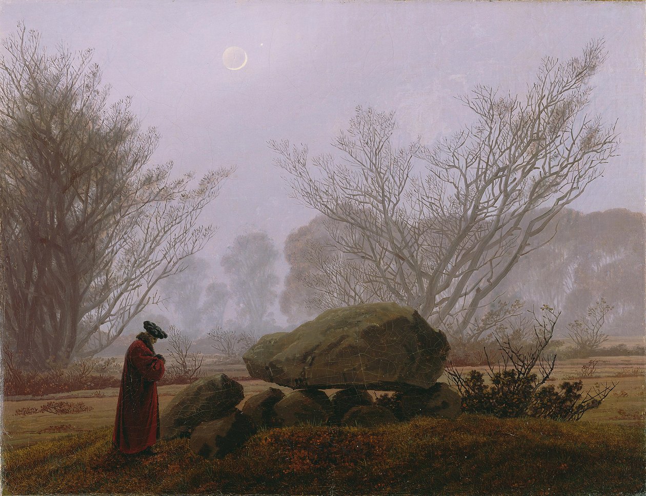Spacer o zmierzchu, ok. 1830-5 (olej na płótnie) autorstwa Caspar David Friedrich