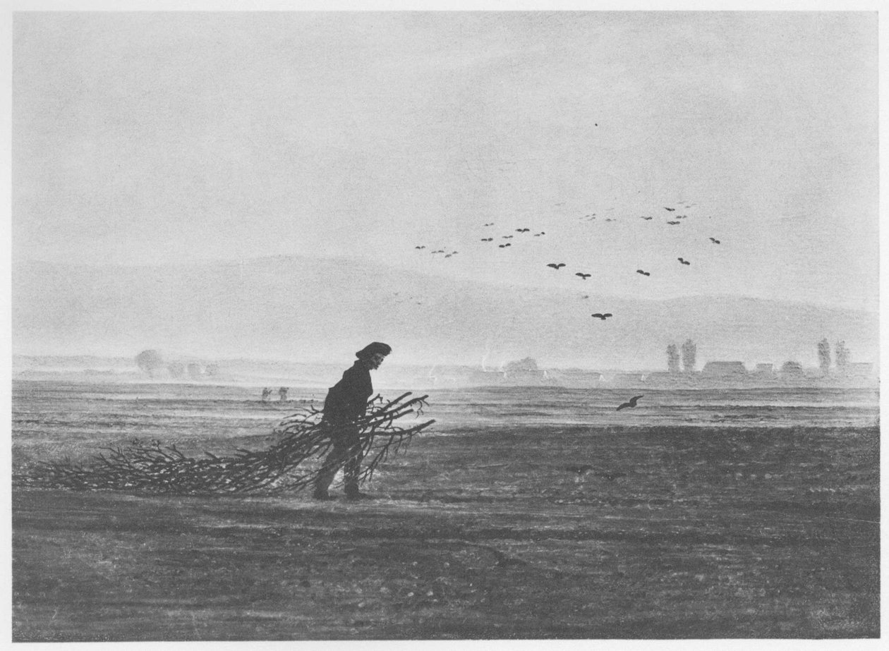 Jesienny krajobraz z mężczyzną zbierającym drewno autorstwa Caspar David Friedrich