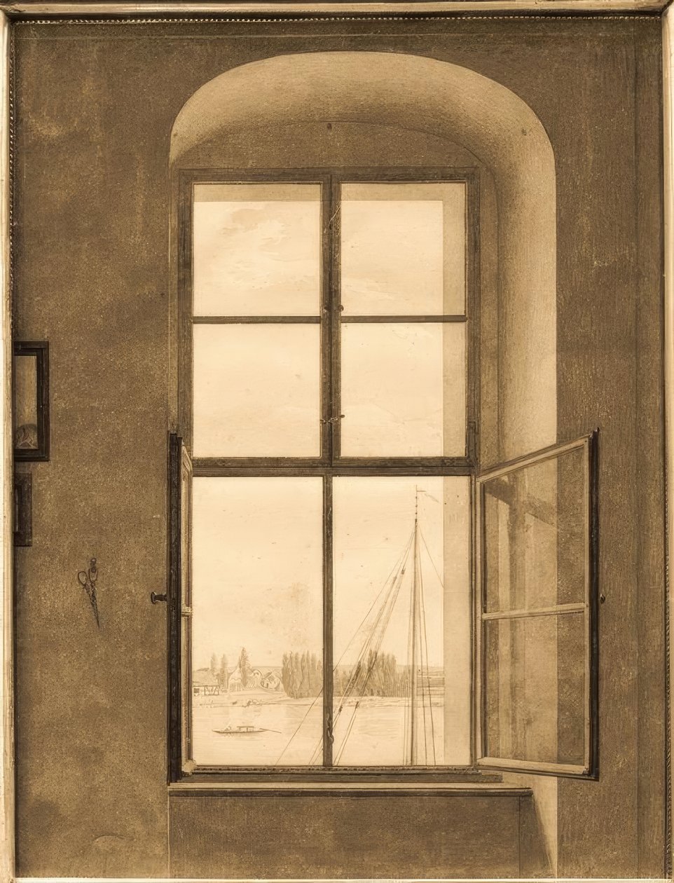 Widok z pracowni artysty (prawe okno) autorstwa Caspar David Friedrich