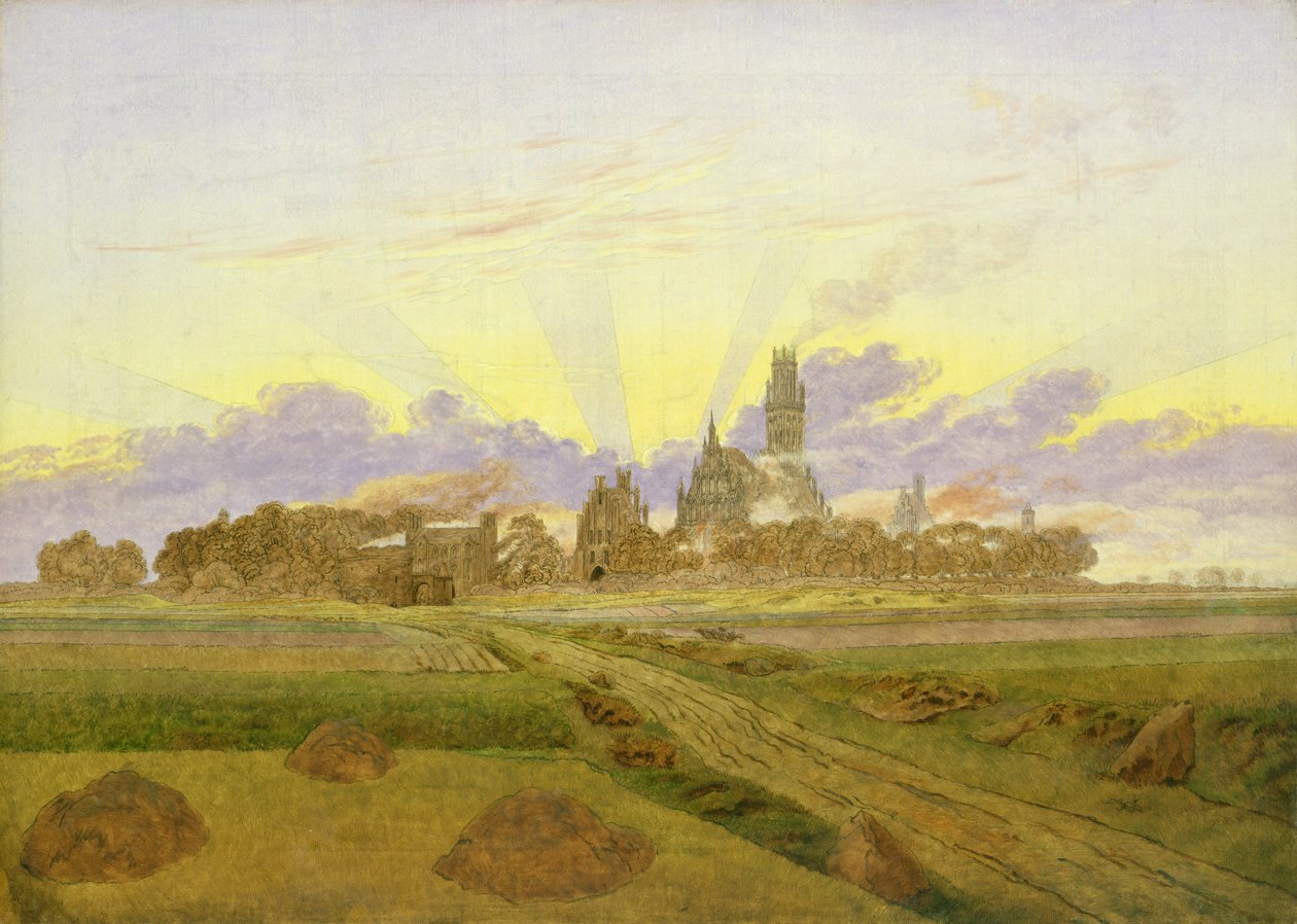 Świt w Neubrandenburgu (olej na płótnie) autorstwa Caspar David Friedrich