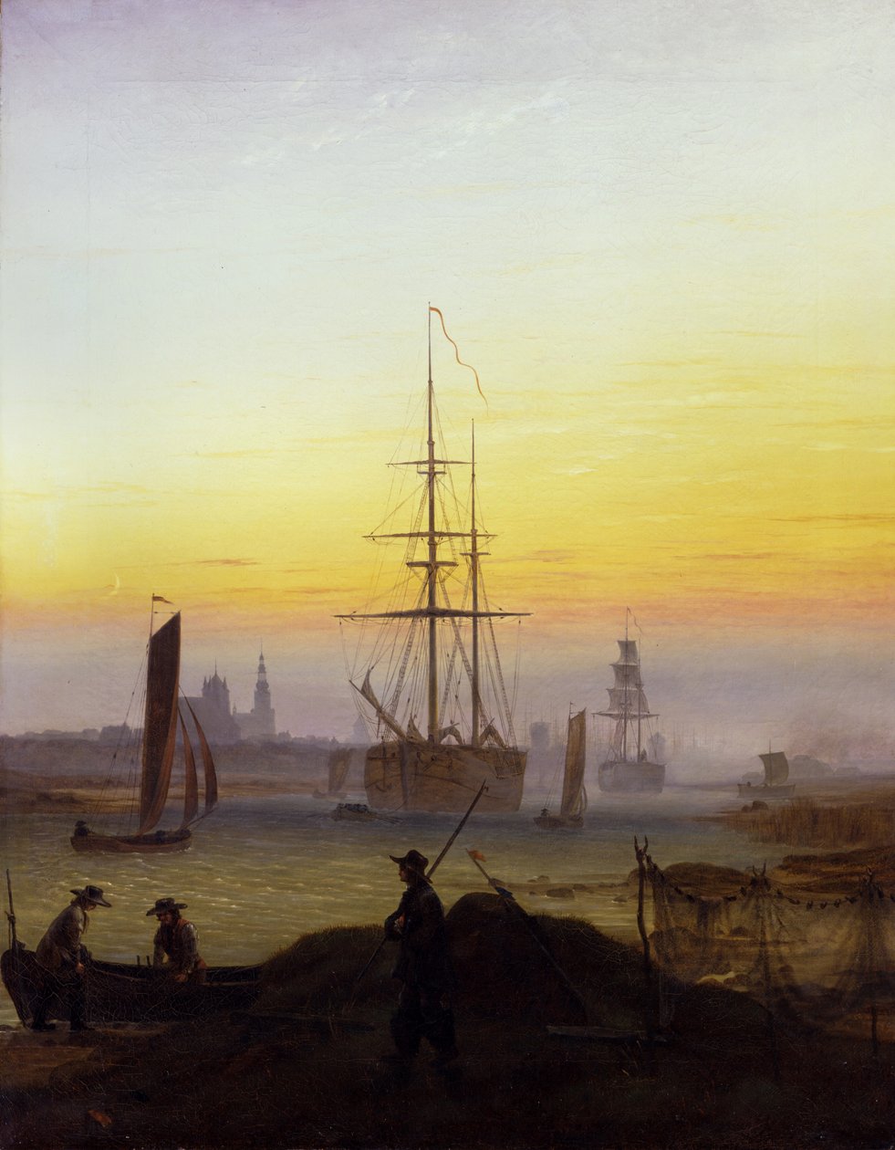 W porcie w Greifswaldzie autorstwa Caspar David Friedrich