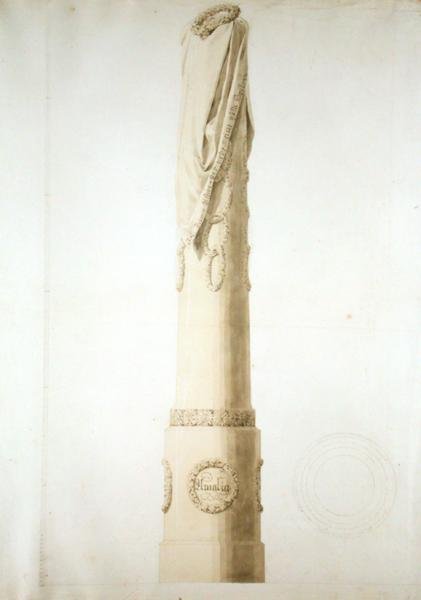Projekt kolumny pamiątkowej (długopis, ołówek i sepia na papierze) autorstwa Caspar David Friedrich